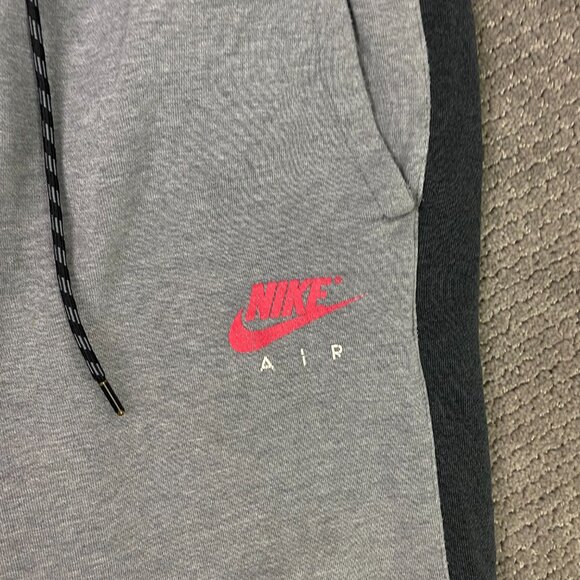 Nike Air Fleece Joggers Sweatpants Men's Large Gray Black Sportswear AQ7257 091 - Picture 3 of 15